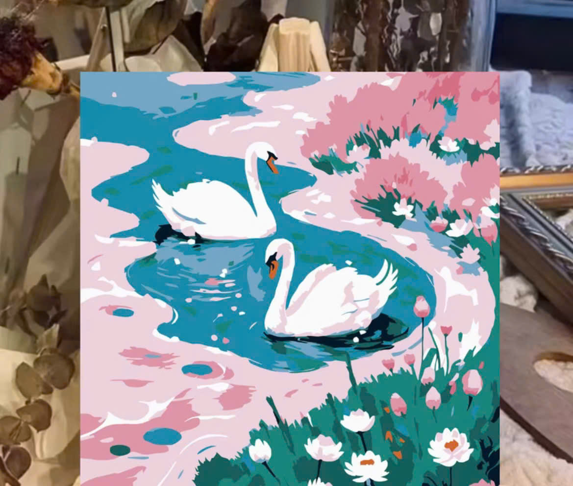 Tranh tô màu số hóa đã căng khung kèm màu, cọ size 20x20, tranh số hóa hoạt hình, bé ba, phong cảnh, loopy, cappy bara