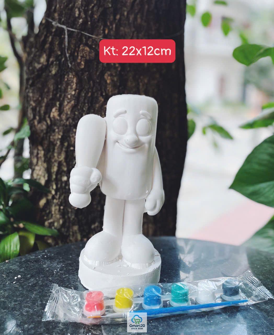 (Size to 16-23cm) Tượng thạch cao bé ba, labubu, kuromi, capybara, công chúa, siêu nhân, Set tô tượng kèm màu và bút vẽ