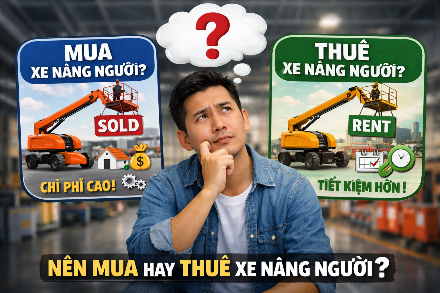 Nên mua hay thuê xe nâng người? Giải pháp tối ưu chi phí cho doanh nghiệp