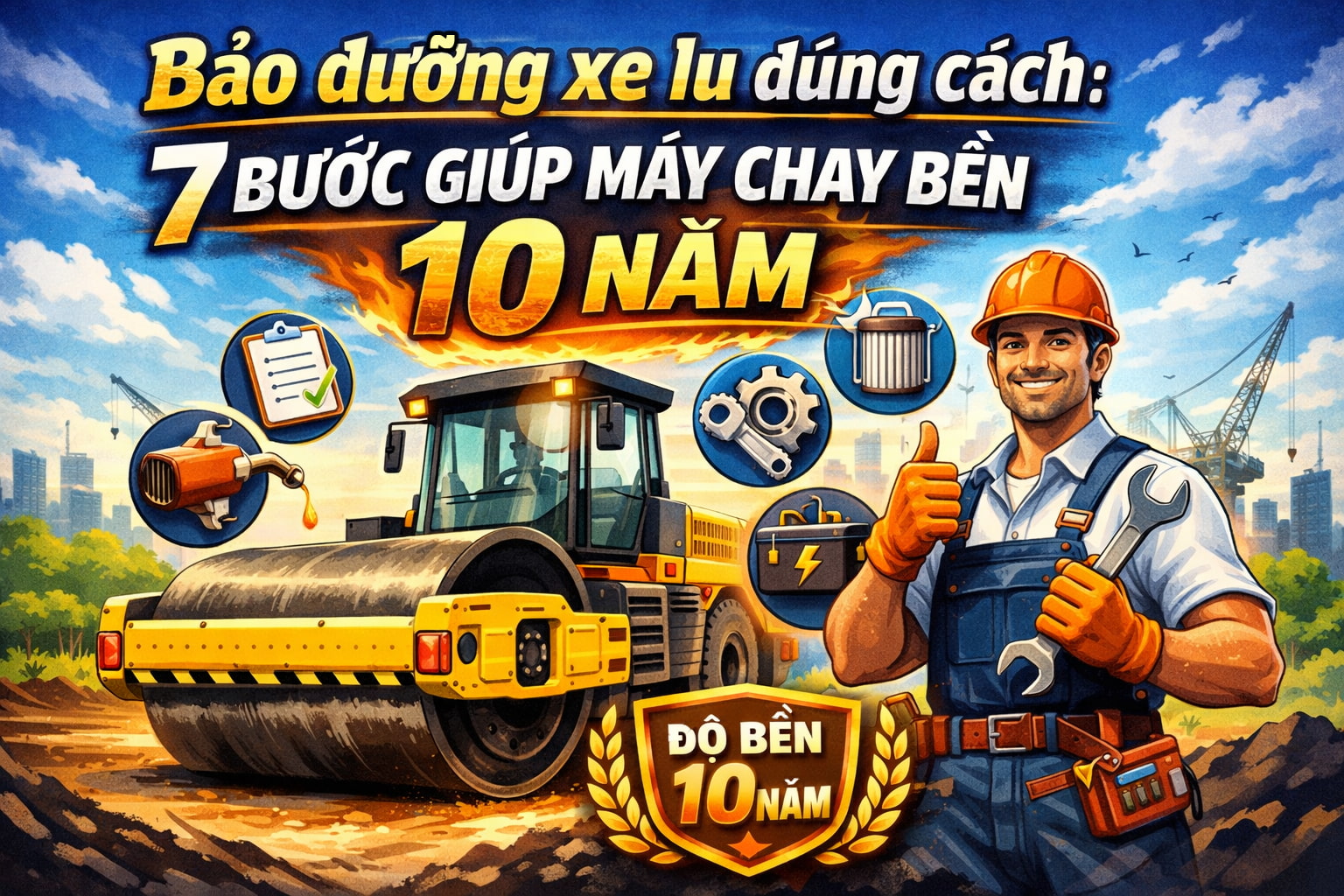 Bảo dưỡng xe lu đúng cách: 7 bước giúp máy chạy bền 10 năm
