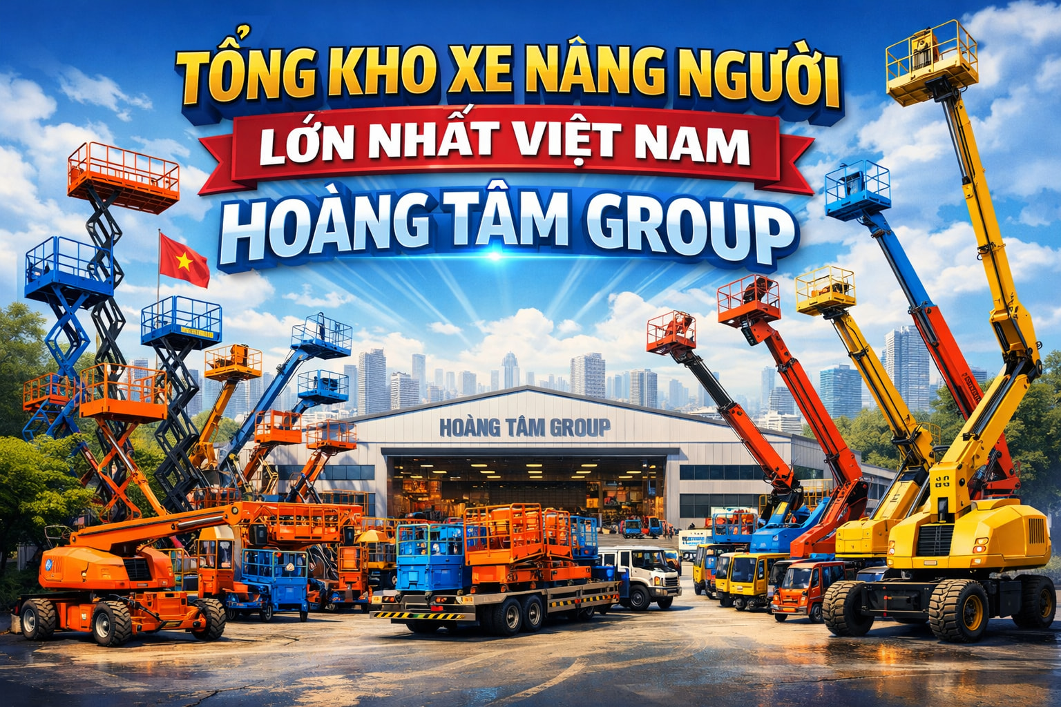 Tổng kho xe nâng người lớn nhất Việt Nam – Hoàng Tâm Group