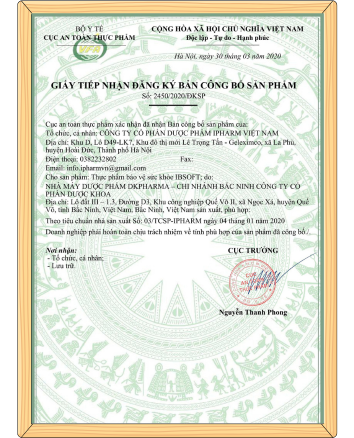 Sản phẩm IBSoft được sản xuất tại Nhà máy Dược phẩm Nam Hà đạt chuẩn GMP-WHO