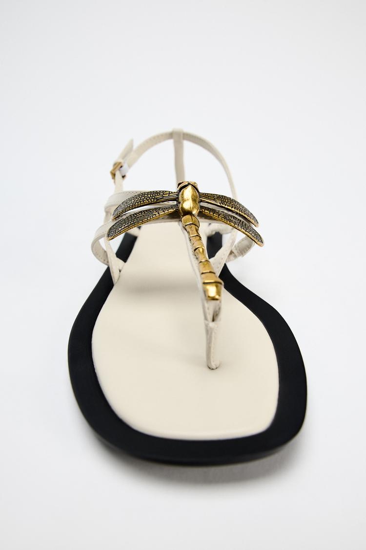 EMBELLISHED FLAT SLIDER SANDALS