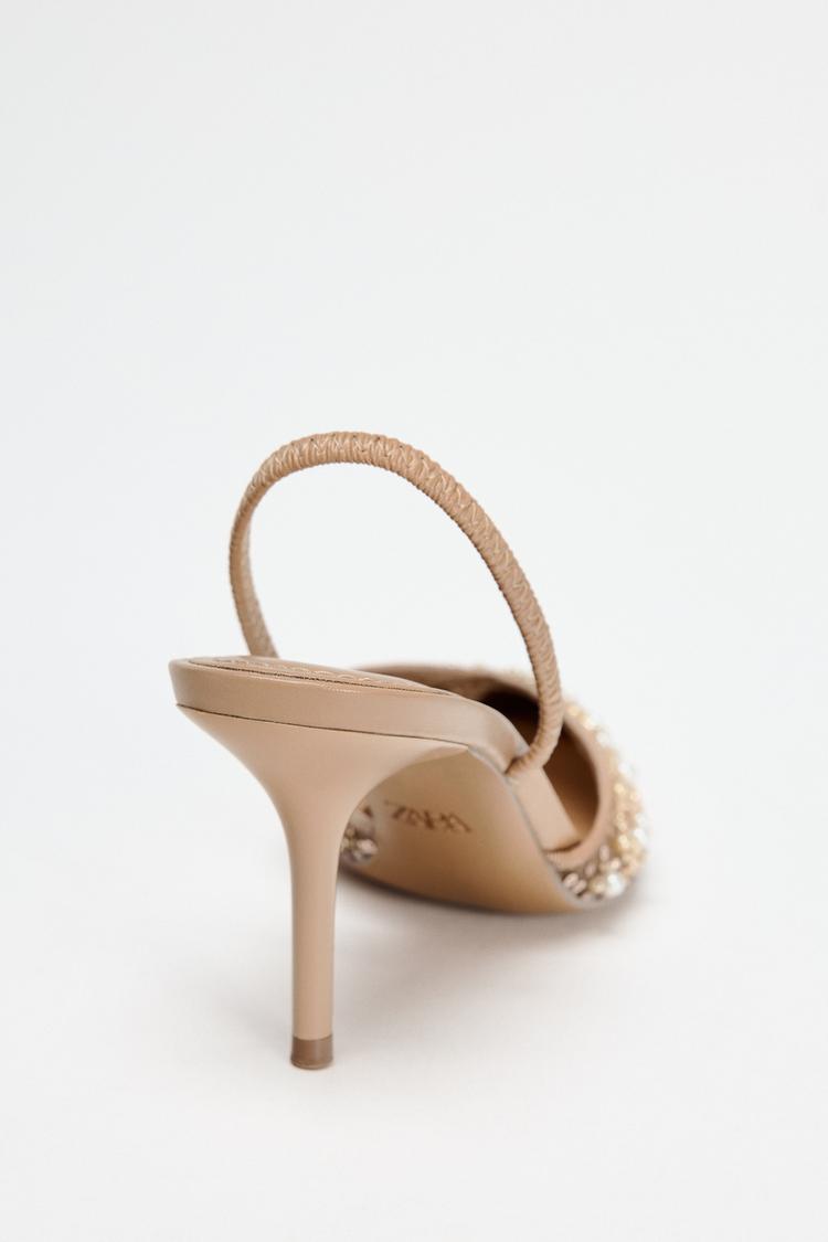 BEADED MESH SLINGBACK HEELS