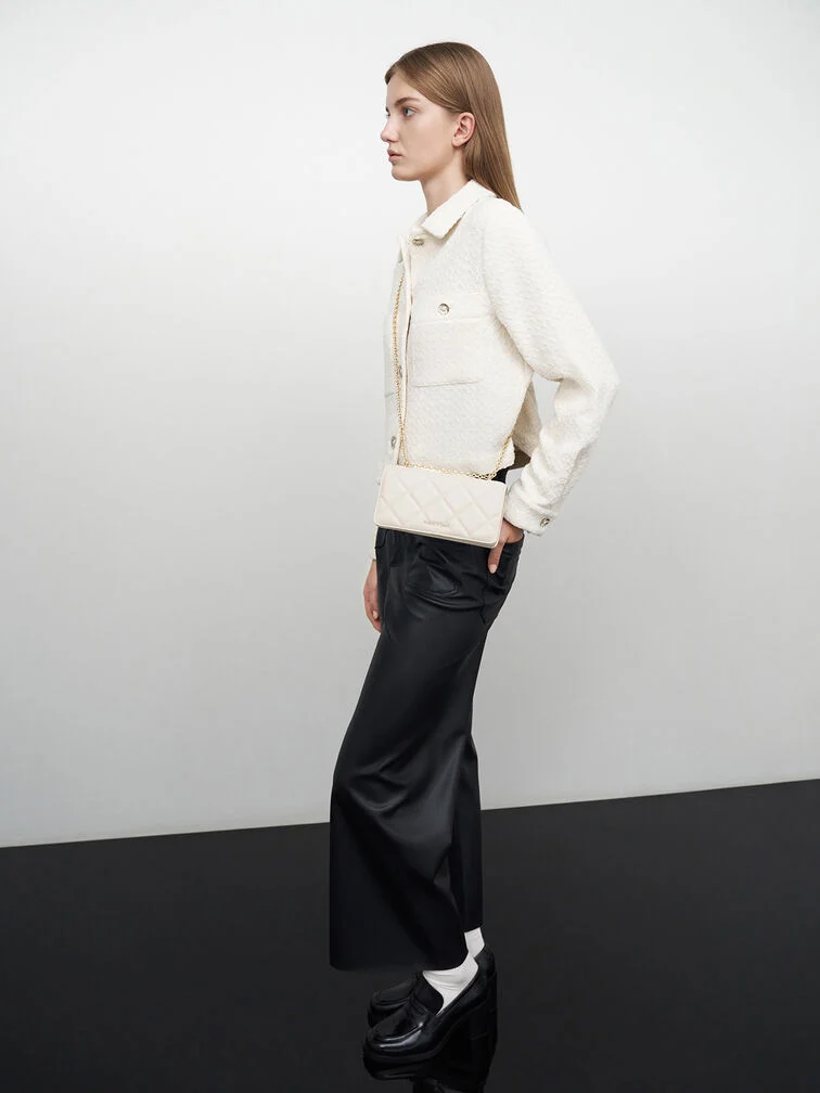 Handle Quilted Long Wallet