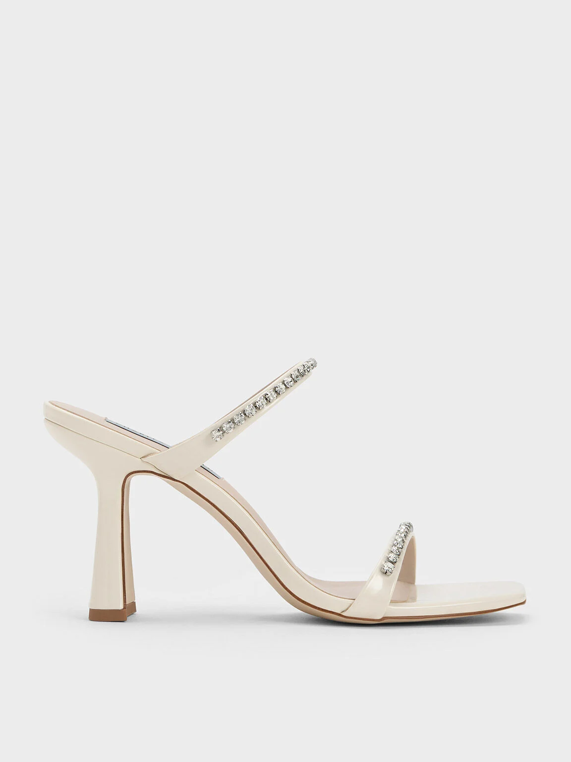 Patent Gem-Encrusted Heeled Sandals