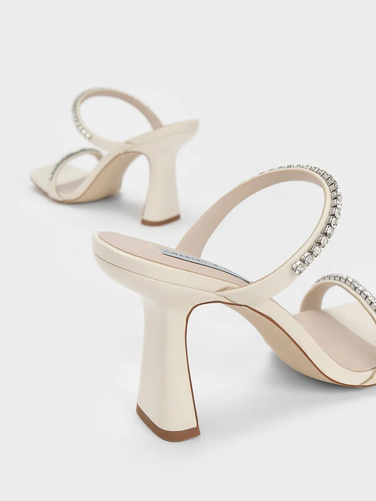 Patent Gem-Encrusted Heeled Sandals