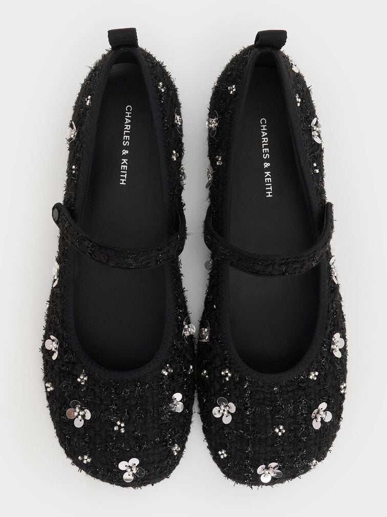 Bunny Tweed Mary Jane Flats