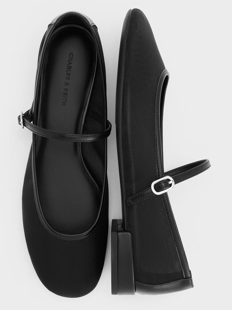 Gertrude Mesh Embroidered Floral Mary Janes