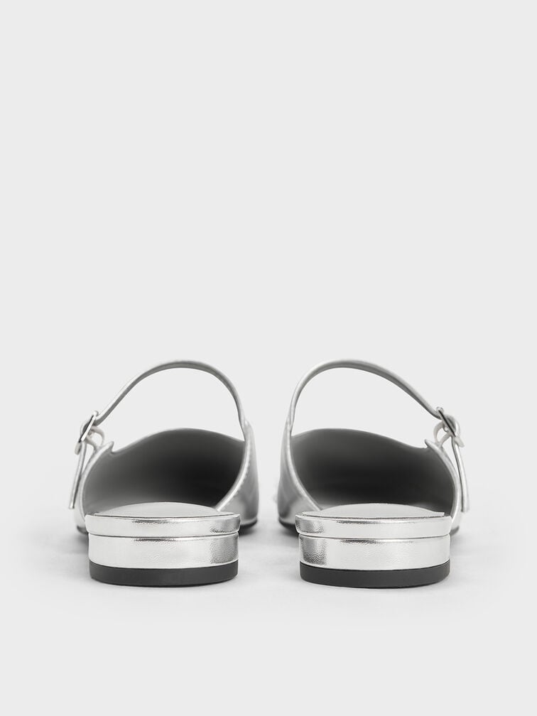 Pearl-Embellished Cap-Toe Flat Mules