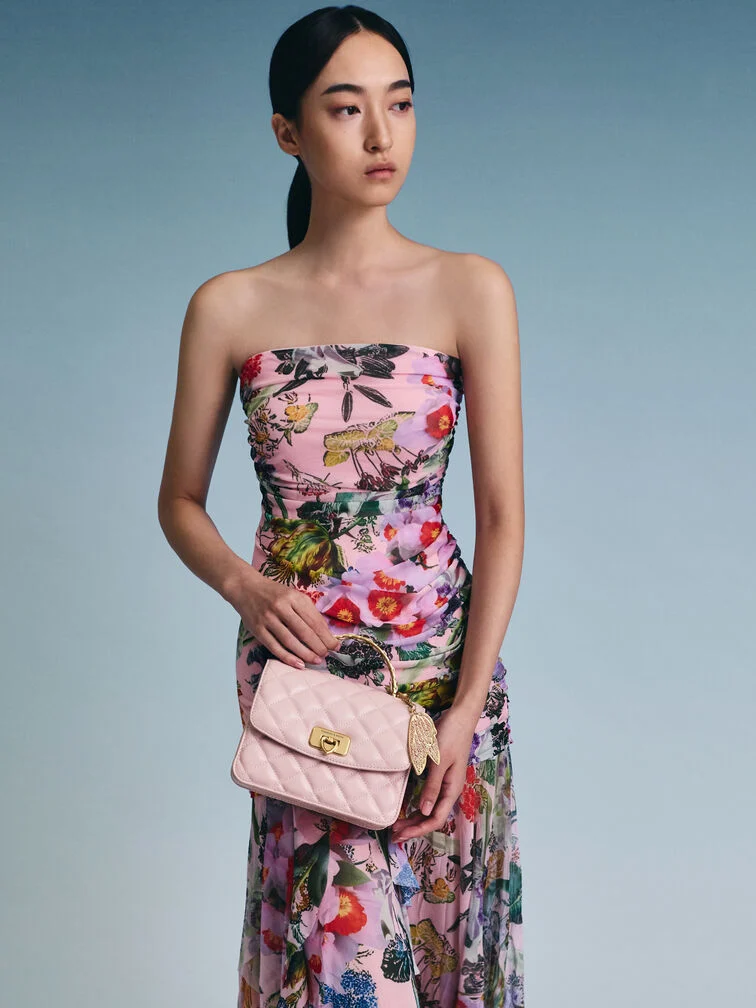 Cressida Quilted Top Handle Bag With Bag Charms