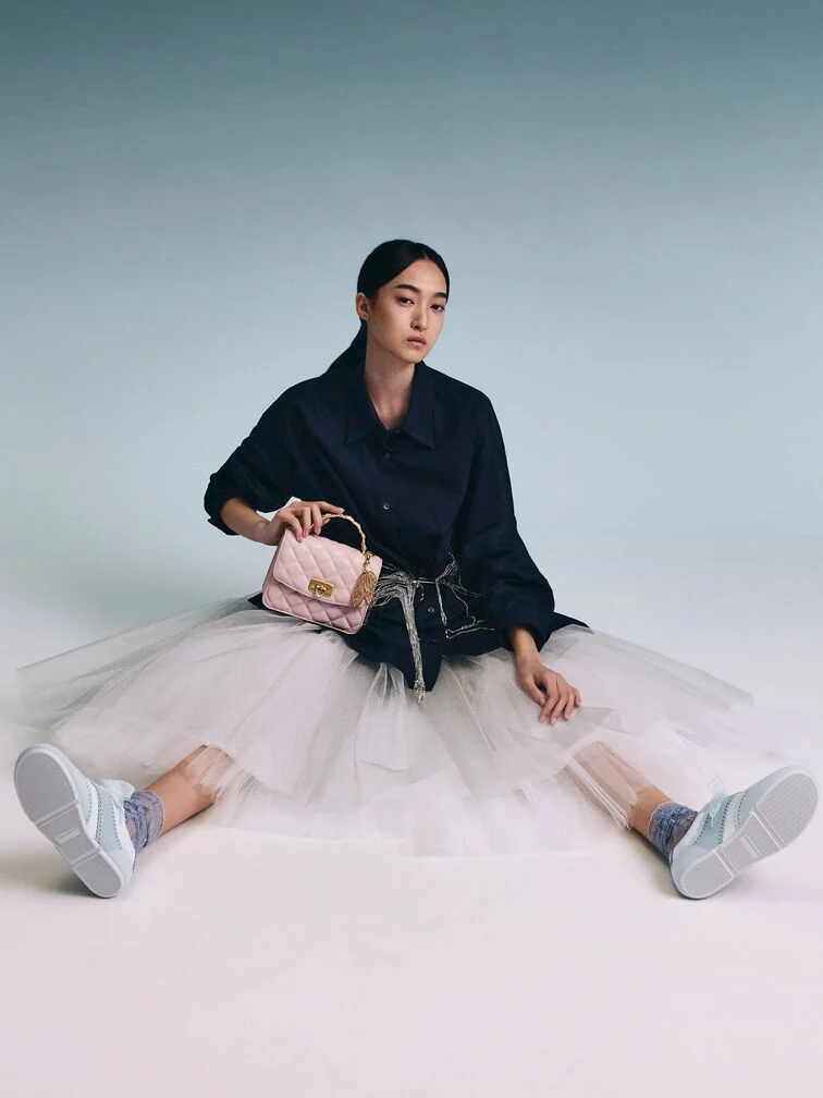 Cressida Quilted Top Handle Bag With Bag Charms