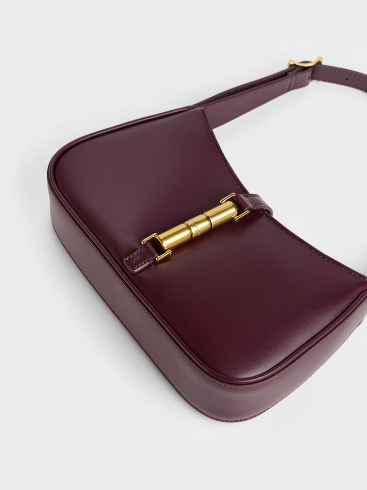 Cesia Metallic Accent Trapezoid Shoulder Bag