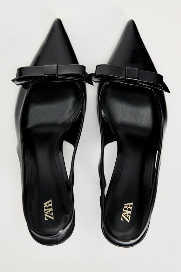 BOW TRIM SATIN EFFECT HEELED SHOE