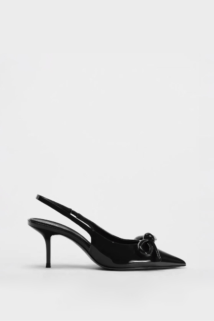 PATENT BOW HEEL SHOES