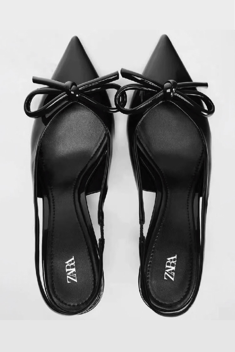 PATENT BOW HEEL SHOES