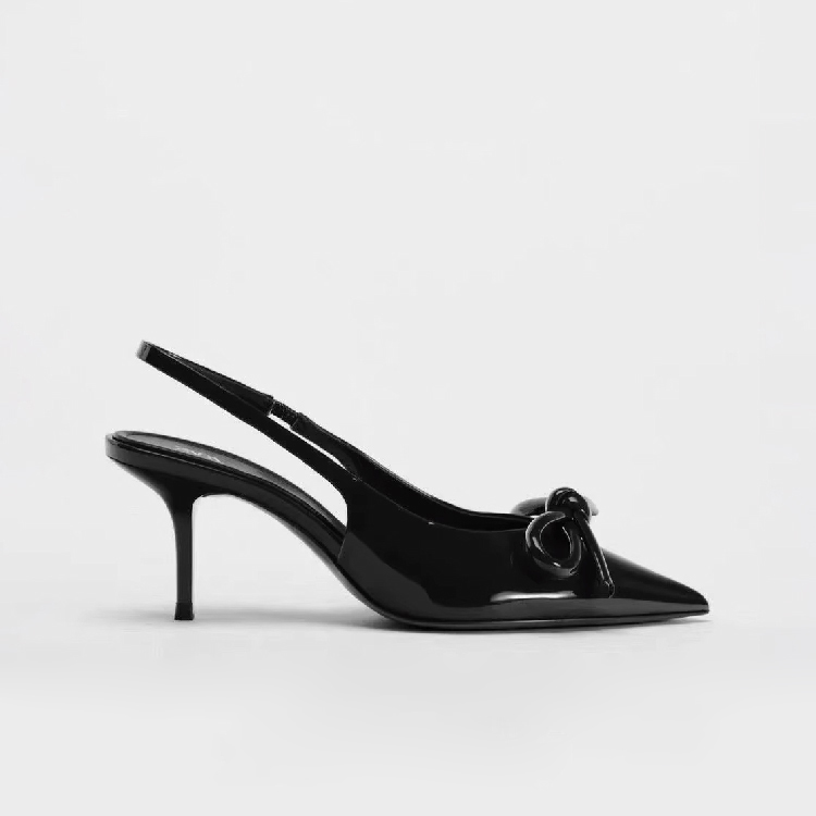 PATENT BOW HEEL SHOES