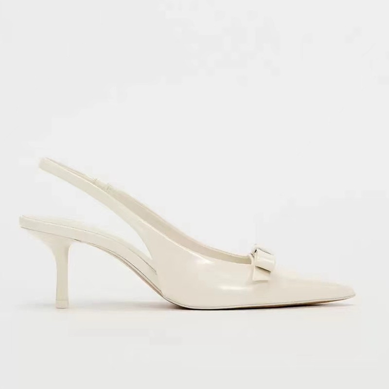 BOW TRIM SATIN EFFECT HEELED SHOE