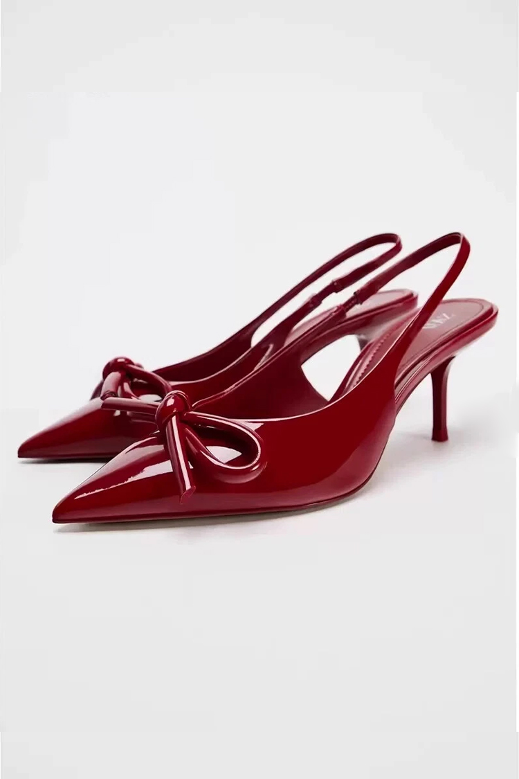 PATENT BOW HEEL SHOES