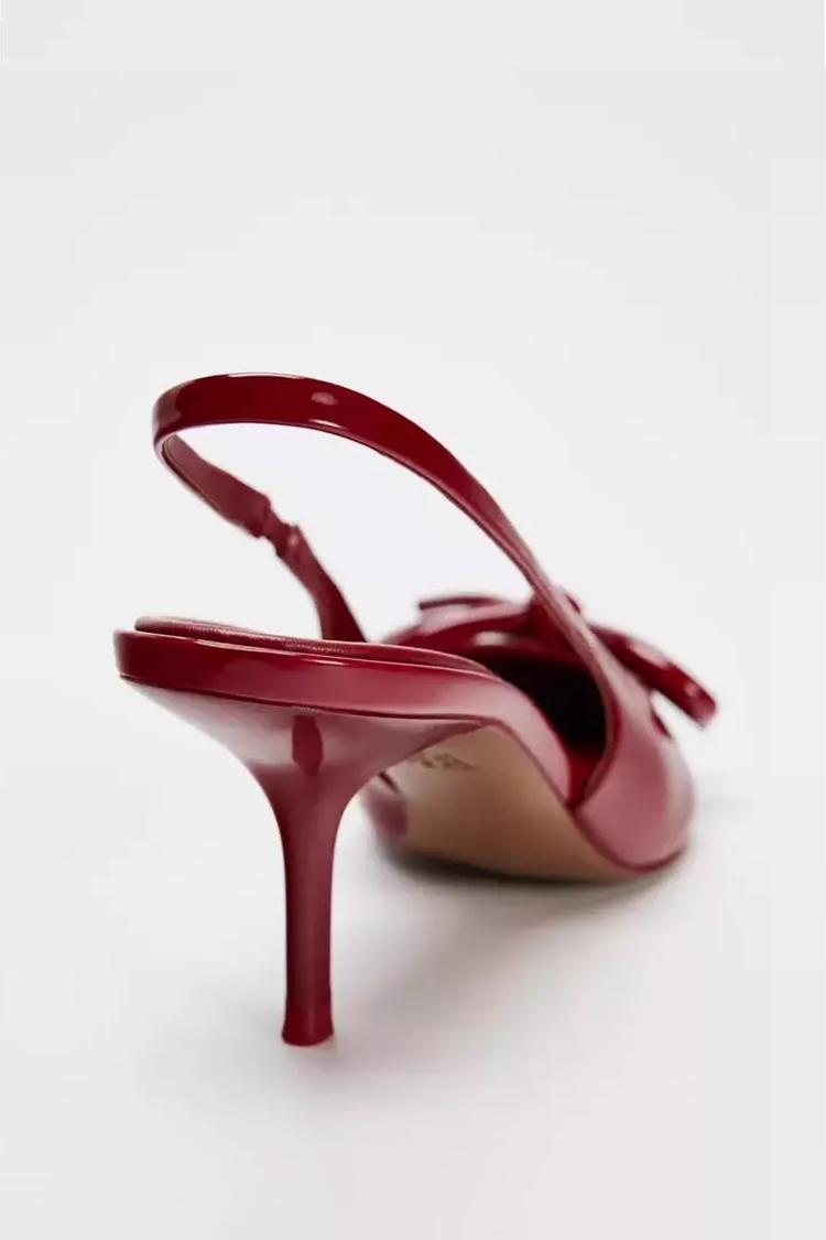 PATENT BOW HEEL SHOES