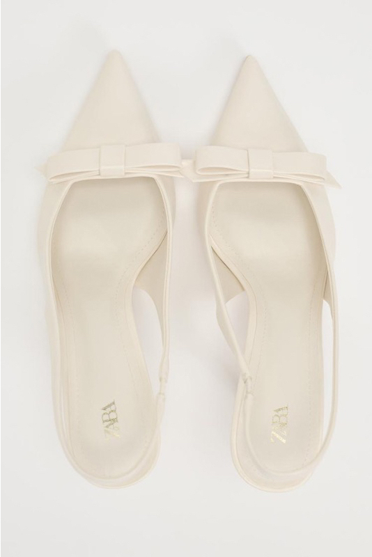 BOW TRIM SATIN EFFECT HEELED SHOE