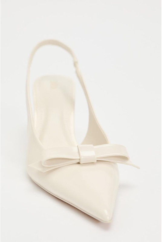 BOW TRIM SATIN EFFECT HEELED SHOE