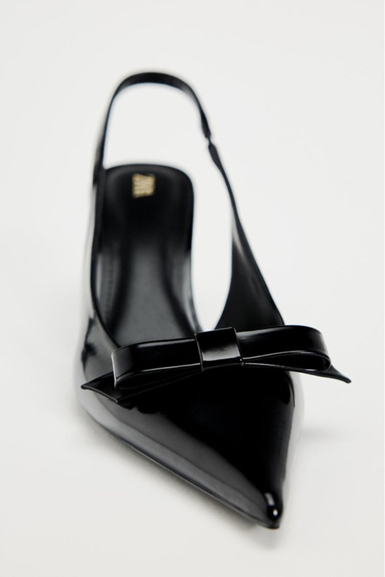 BOW TRIM SATIN EFFECT HEELED SHOE