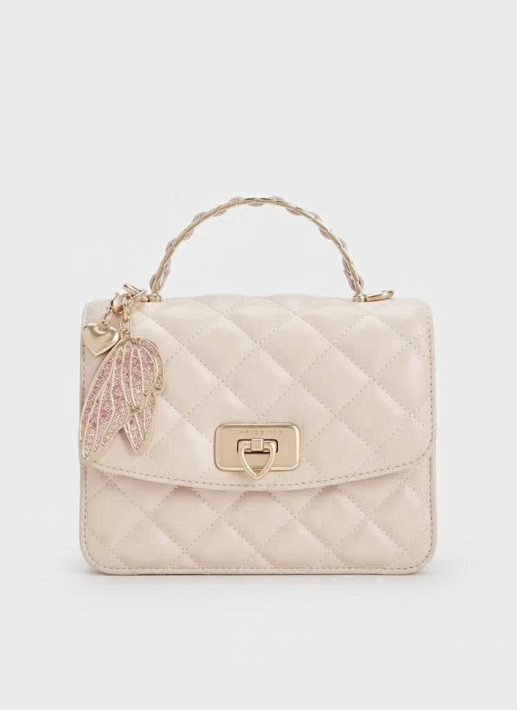 Cressida Quilted Top Handle Bag With Bag Charms