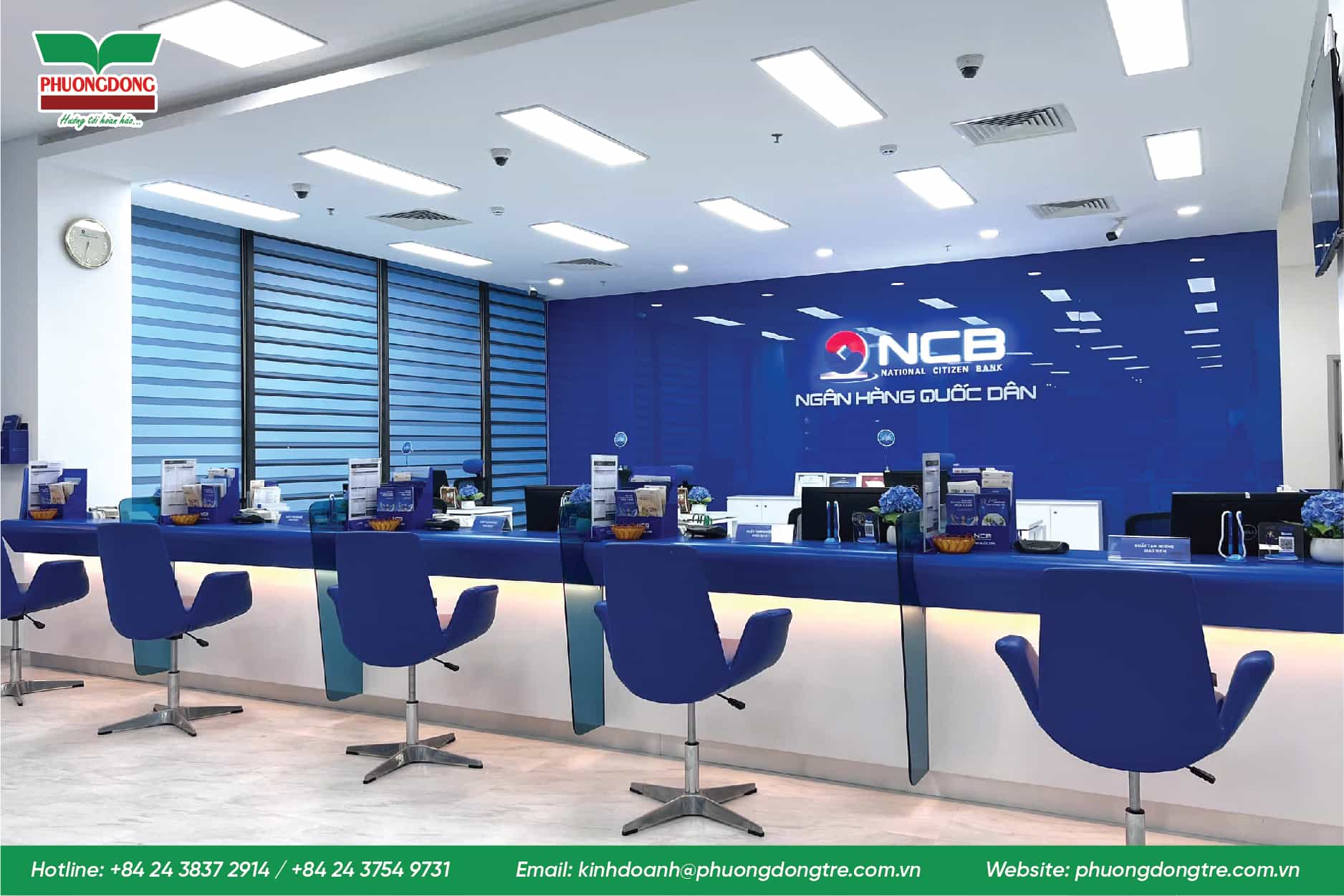 SẢN XUẤT VÀ LẮP ĐẶT HỆ THỐNG BIỂN BẢNG CHO NGÂN HÀNG QUỐC DÂN - NCB