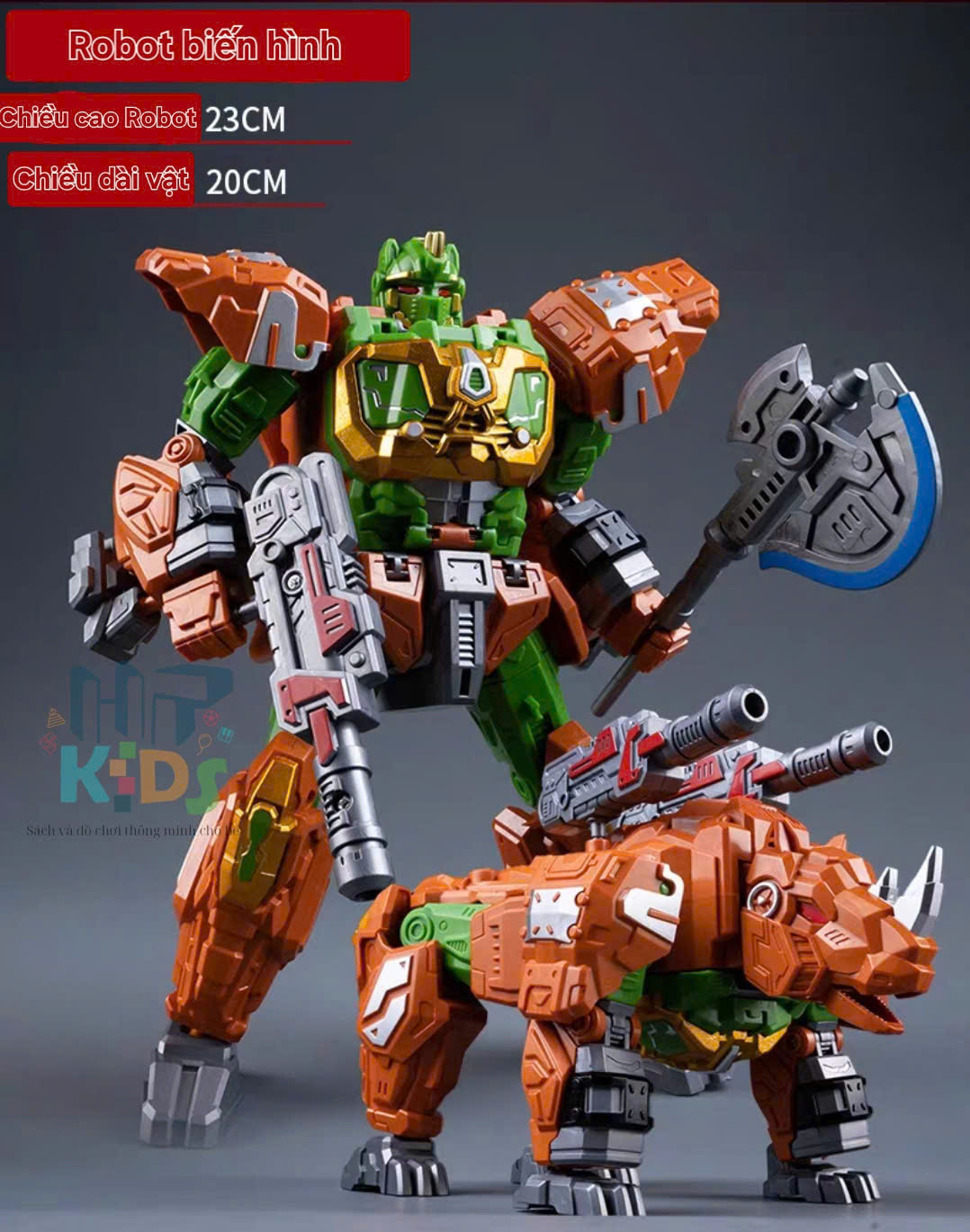 Đồ chơi Tê giác biến hình Robot cao 23cm, Qùa cho bé trai, bé gái