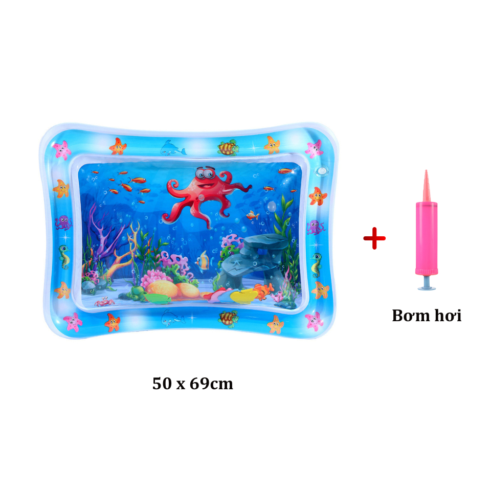 ( TẶNG KÈM ĐỒ BƠM) Đồ chơi thảm nước, nệm nước phao bơi hình cá, động vật biển cho bé không sợ ướt
