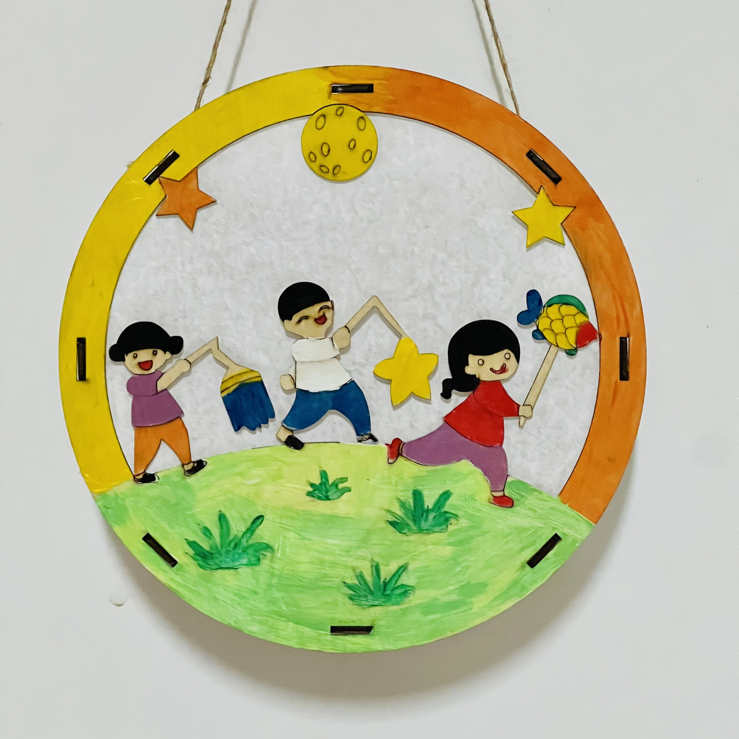 Đèn lồng gỗ Trông Trăng Lalamoon bộ kit tự làm lồng đèn trung thu tô màu thủ công DIY đồ chơi hình con vật