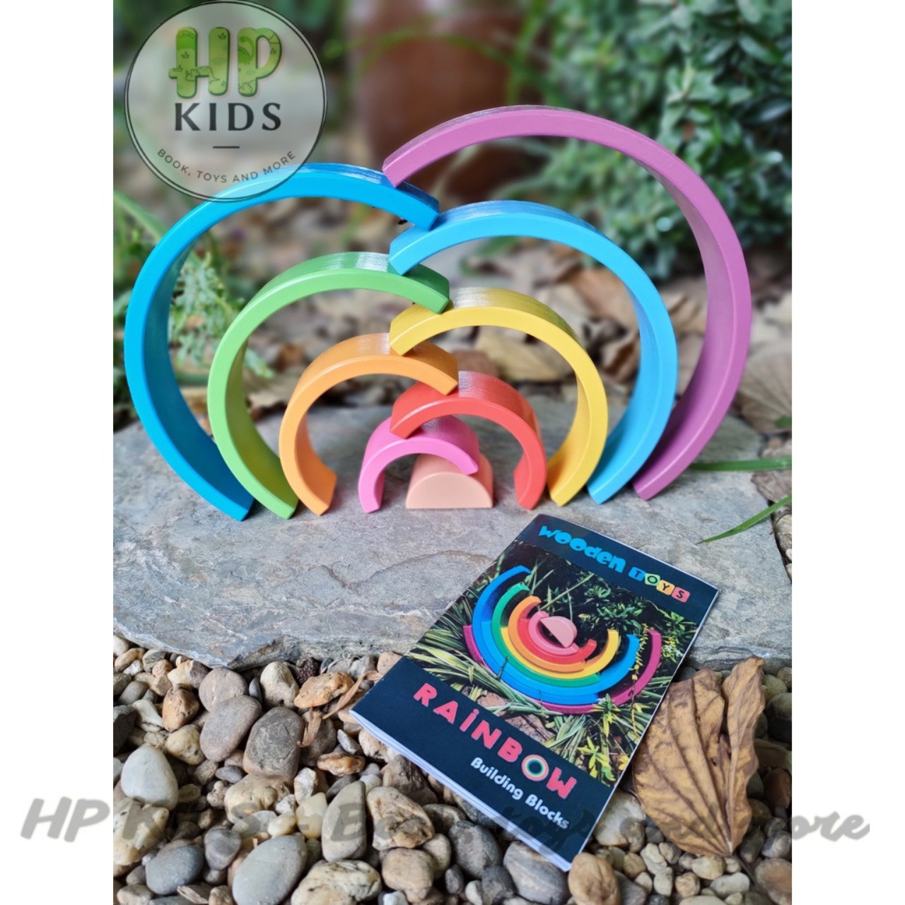 Bộ xếp hình cầu vồng bằng gỗ vui nhộn cho trẻ đồ chơi trẻ em Giáo cụ montessori kèm sách hướng dẫn xếp
