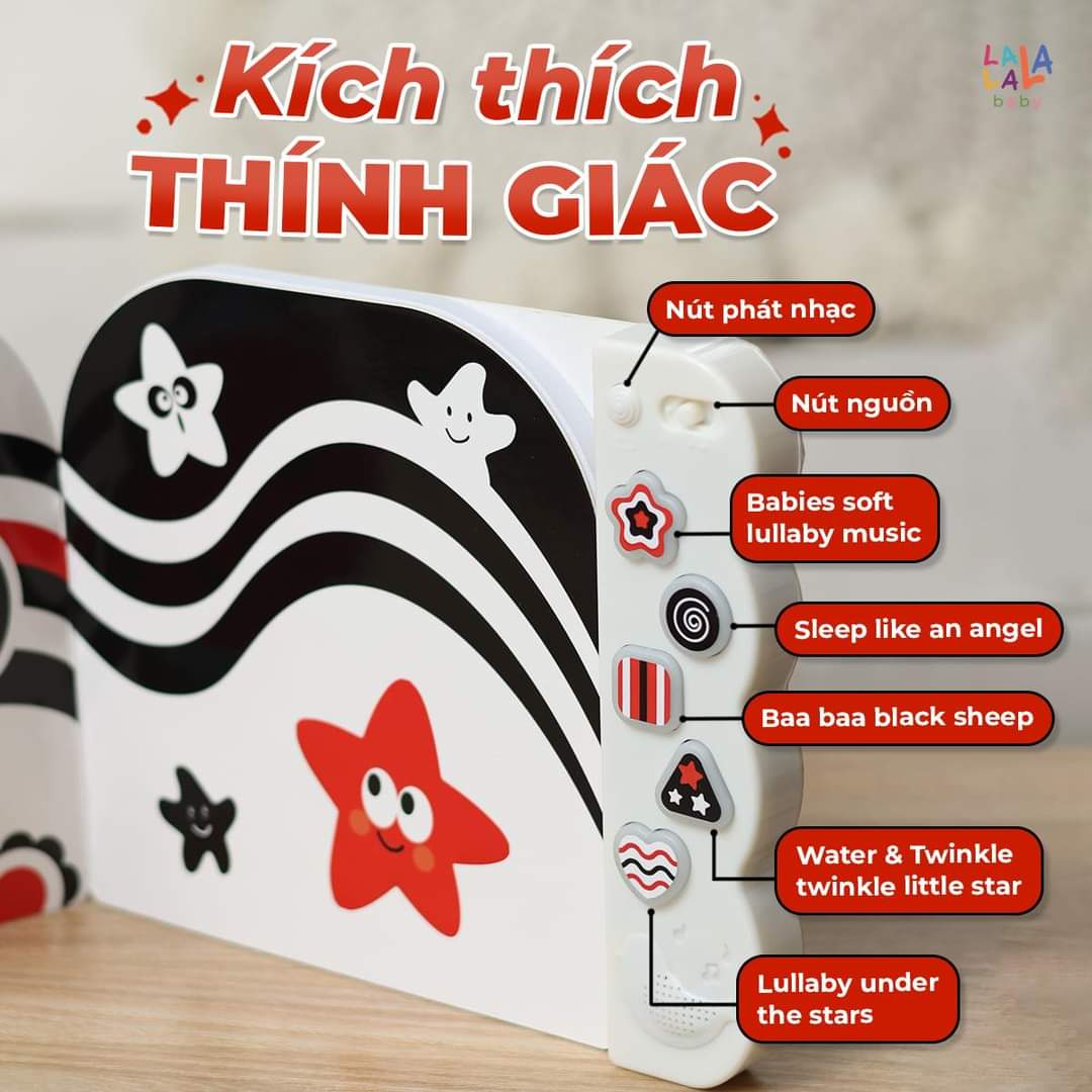 Sách âm thanh Lalalook đồ chơi kích thích thị giác não bộ phát triển cho bé sơ sinh Lalala baby