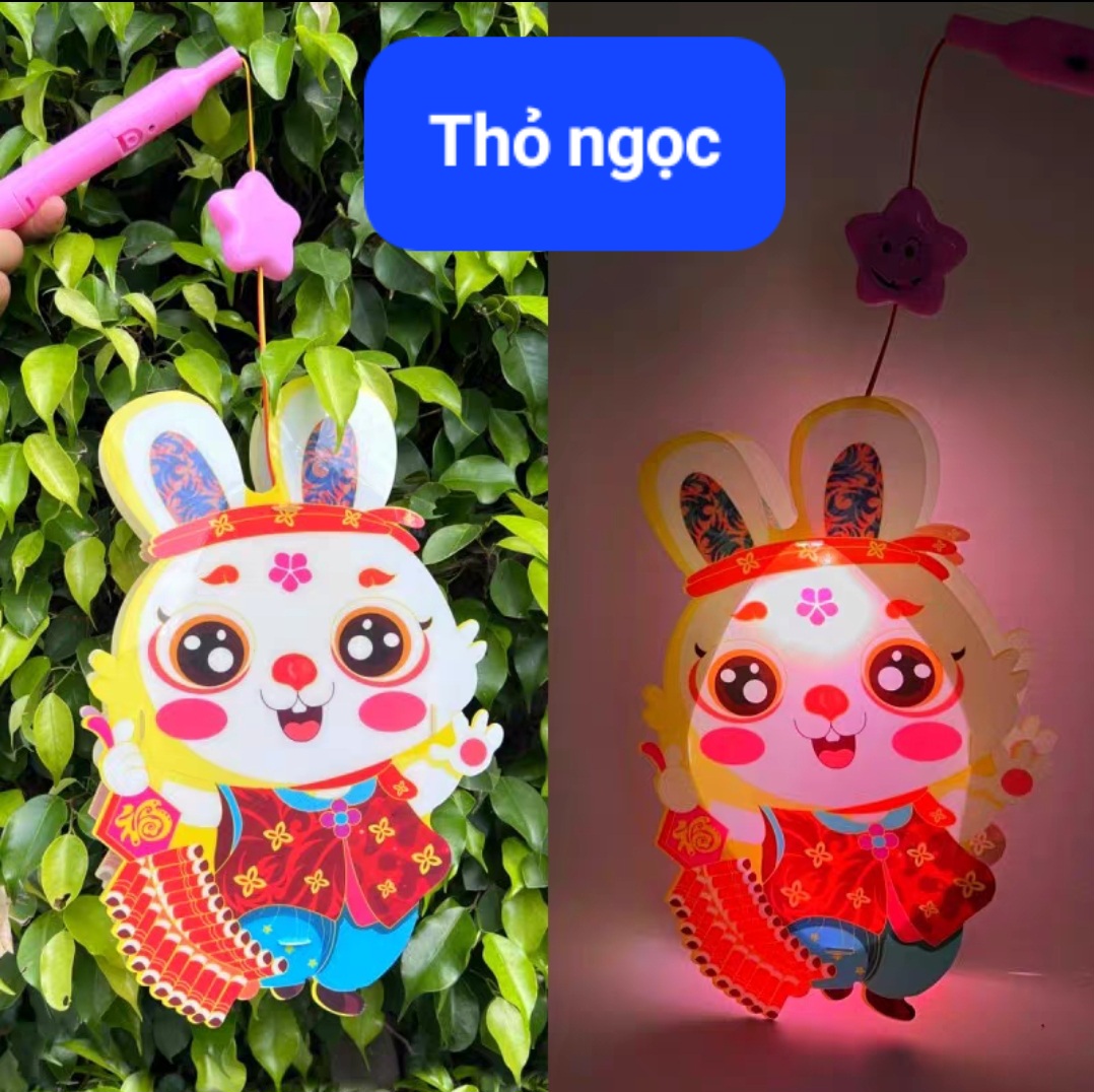 Đèn lồng gỗ Trông Trăng Lalamoon bộ kit tự làm lồng đèn trung thu tô màu thủ công DIY đồ chơi hình con vật