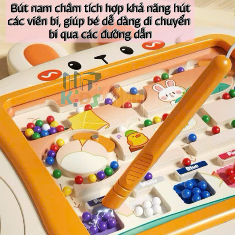 Đồ chơi giải đố mê cung, phân loại màu sắc bằng nam châm hình thỏ đáng yêu