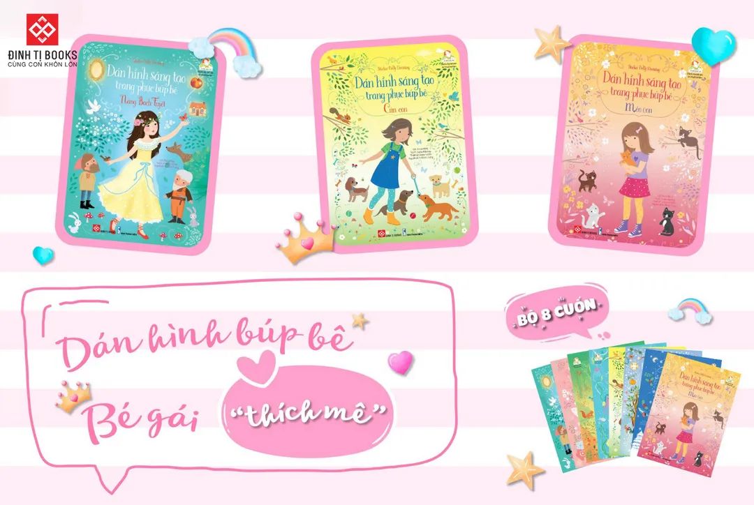 Sách - Dán hình sáng tạo trang phục búp bê - Sticker Dolly Dressing - Dành cho trẻ từ 3 tuổi - Đinh Tị Books