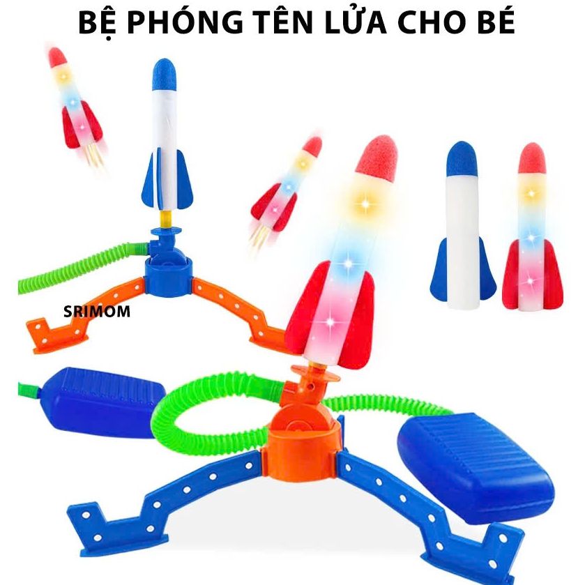 Đồ chơi bệ phóng tên lửa có đèn, đạp bằng chân, cho bé vận động trong nhà và ngoài trời