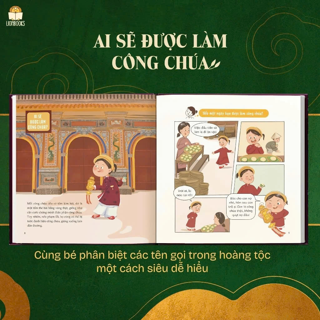Cuốn Cành vàng lá ngọc Nếu bạn là công chúa? - Dòng sách Lịch sử hài hước dành cho bé từ 5+ tuổi Lionbooks