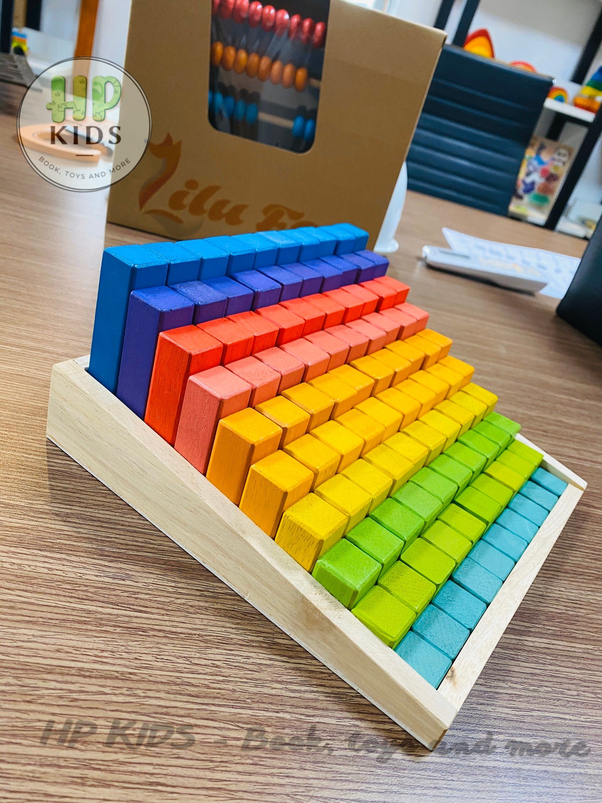 Bộ xếp hình cầu vồng bằng gỗ vui nhộn cho trẻ đồ chơi trẻ em Giáo cụ montessori kèm sách hướng dẫn xếp