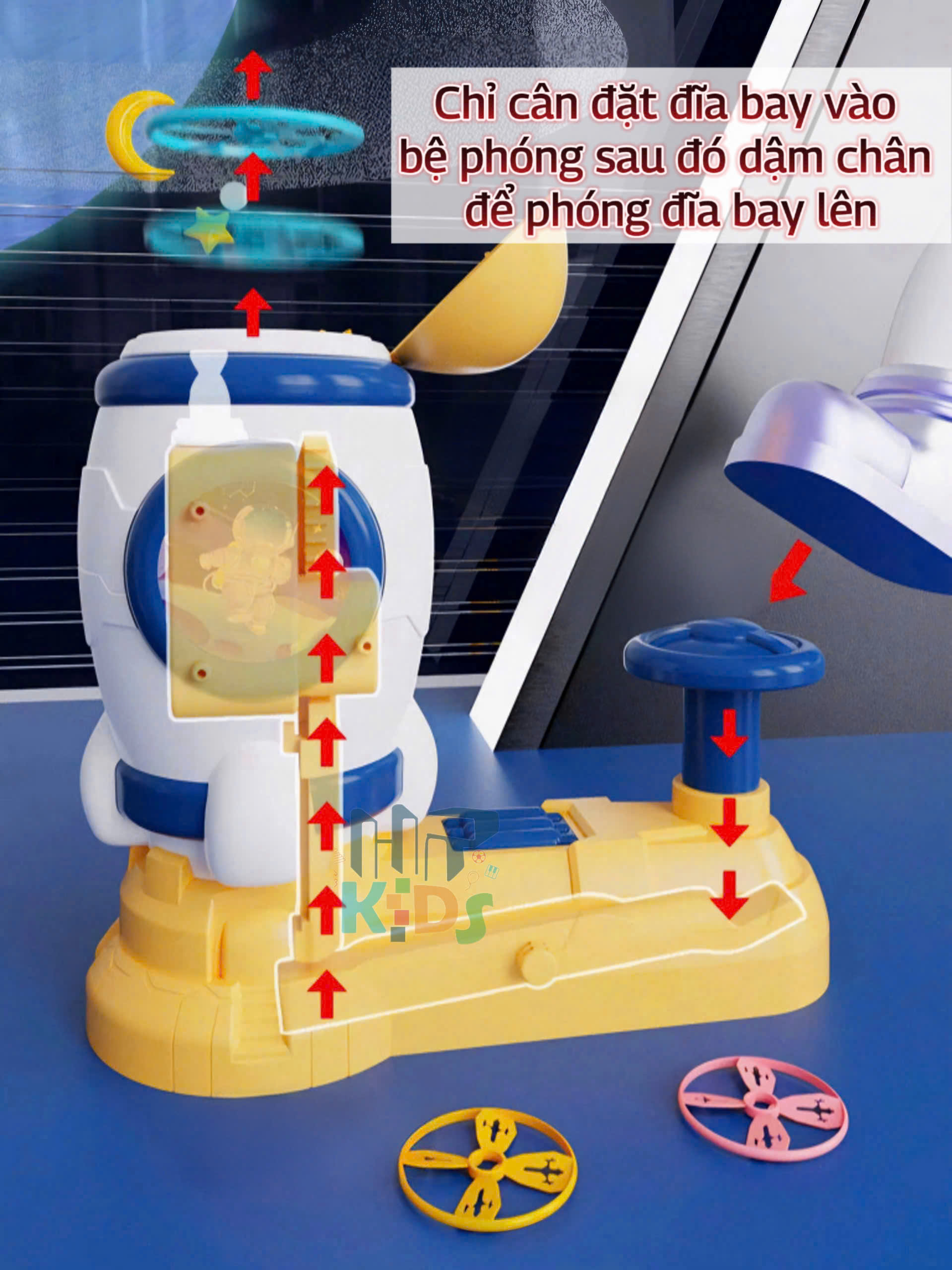 Đồ chơi hứng đĩa bay phi hành gia vui nhộn, đồ chơi vận động trong nhà cho bé vui chơi