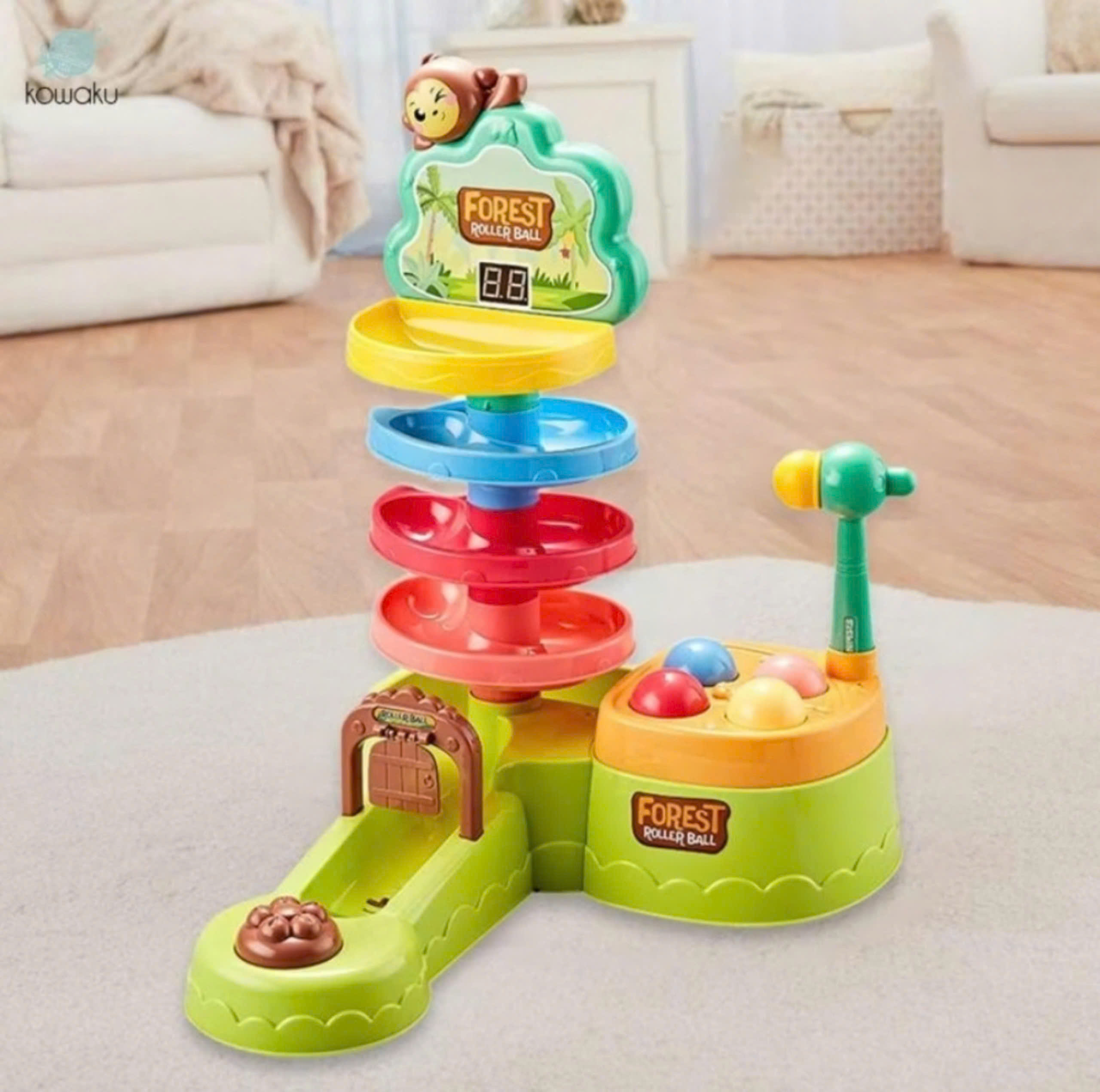 Đồ chơi bắn bóng tính điểm kết hợp cầu trượt 4 tầng và đập chuột. Đồ chơi giáo dục sớm kết hợp rèn luyện vận động tinh