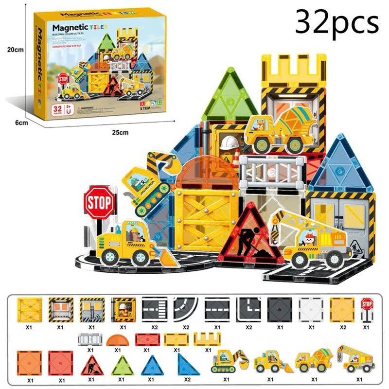 Đồ chơi xếp hình nam châm cầu vồng magnetic Tiles thông minh theo chủ đề, bộ đồ chơi giáo dục lắp ghép cho bé
