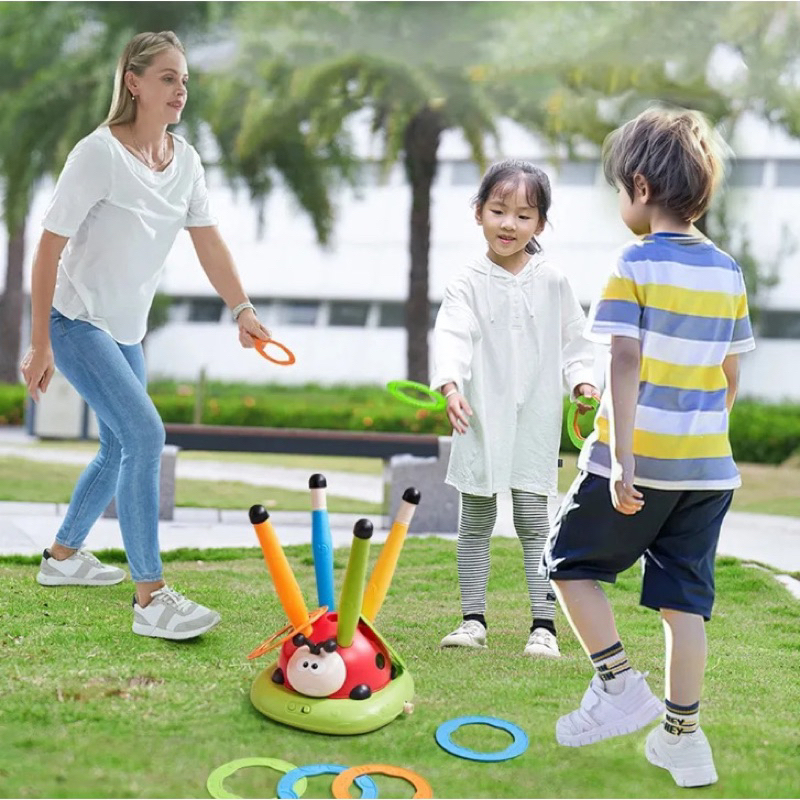 Đồ chơi vận động 3 trong 1 cho bé nhảy cao, ném vòng, tên lử a bay có âm nhạc kèm remote điều khiển