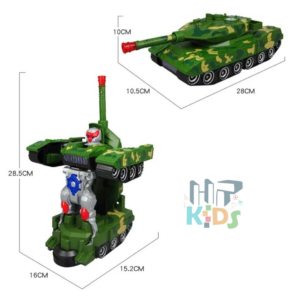Đồ chơi xe tăng biến hình robot kèm nhạc và đèn cho bé