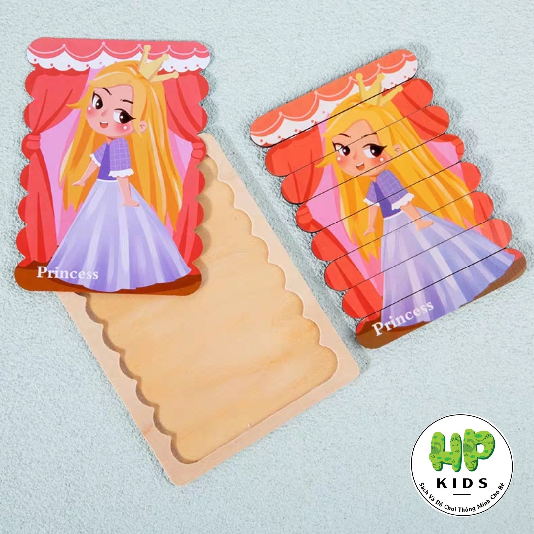 Ghép hình, xếp hình gỗ que kem 2 mặt cho bé tư duy sáng tạo, giáo dục Montessori