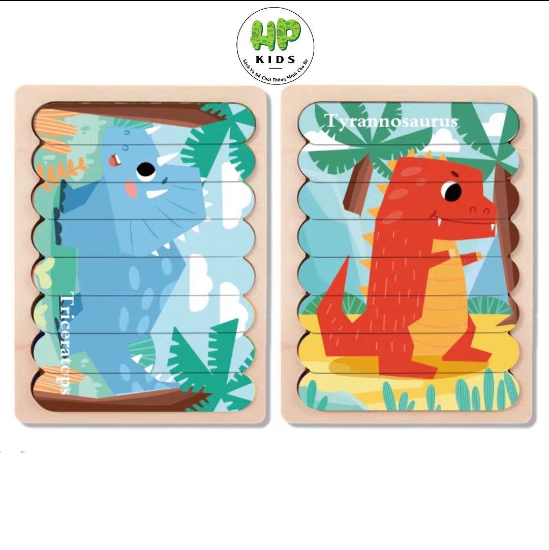 Ghép hình, xếp hình gỗ que kem 2 mặt cho bé tư duy sáng tạo, giáo dục Montessori