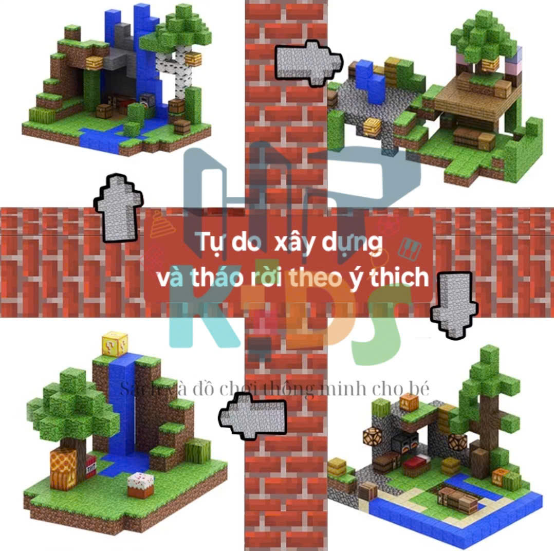 Đồ chơi khối nam châm lắp ráp , xây dưng mô hình minecraft kèm mô hình nhân vật- Qùa tặng cho bé