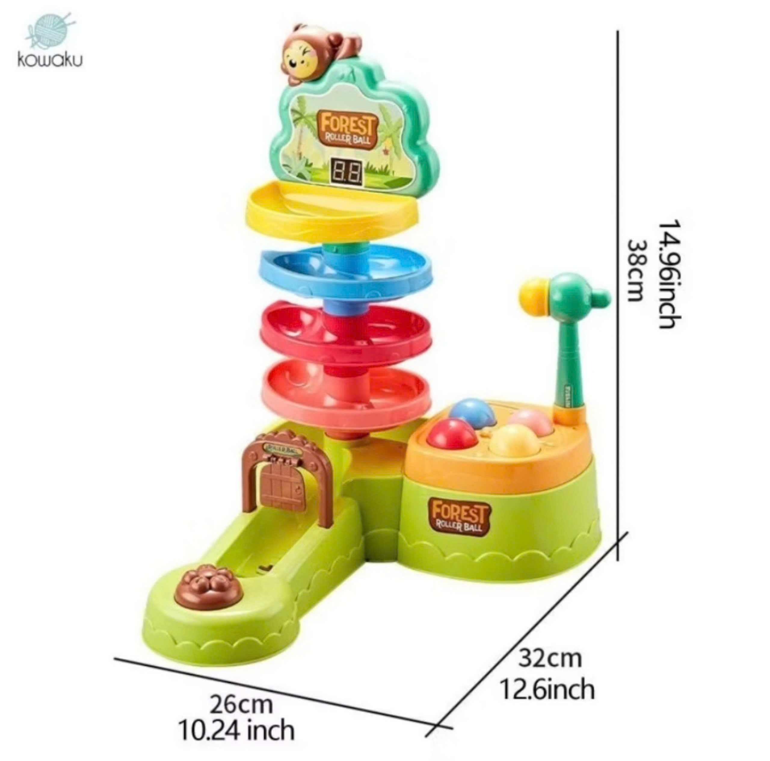 Đồ chơi bắn bóng tính điểm kết hợp cầu trượt 4 tầng và đập chuột. Đồ chơi giáo dục sớm kết hợp rèn luyện vận động tinh