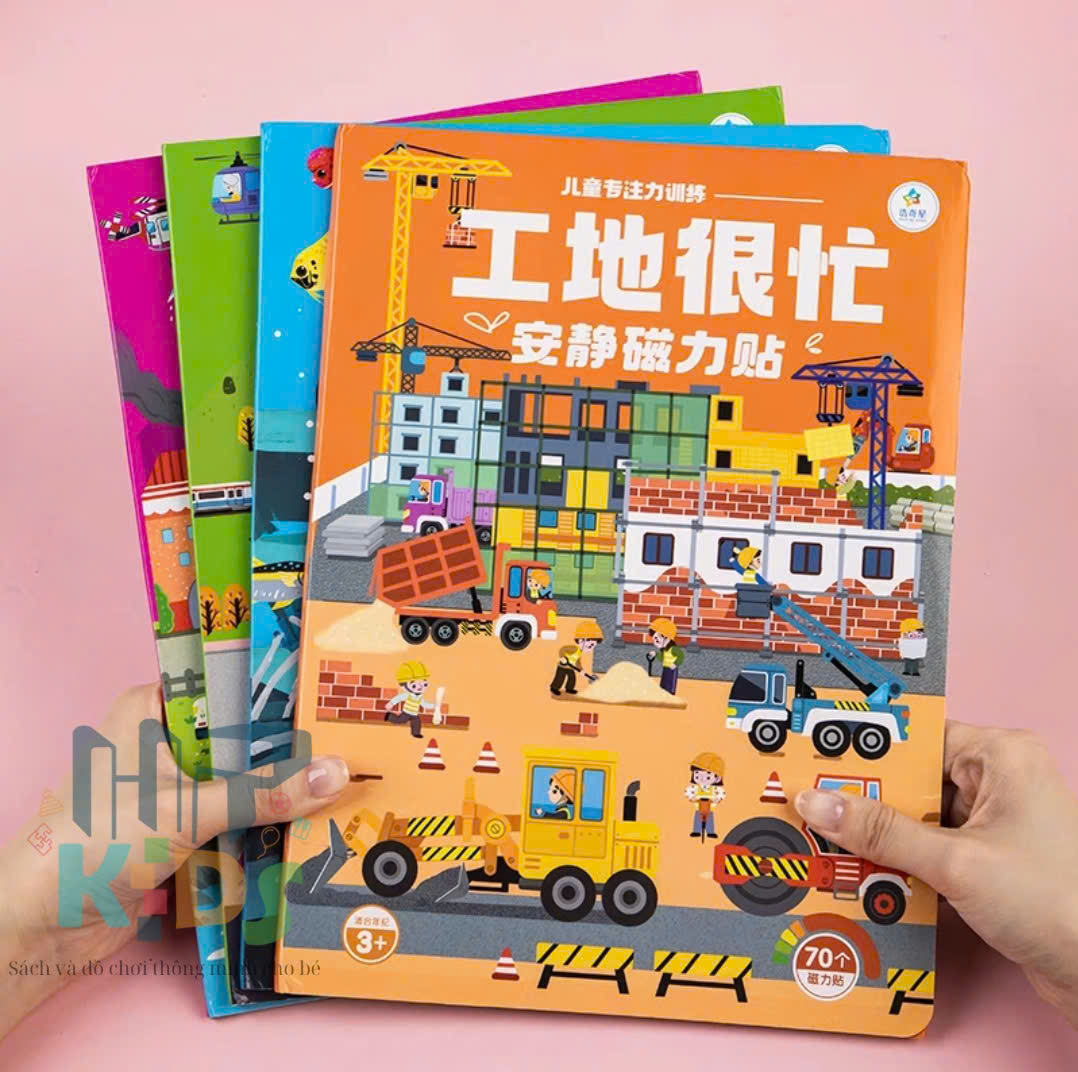 Đồ chơi tranh dán nam châm từ tính, nhiều miếng dán chủ đề công trình, đại dương, thành phố, phương tiện giao thông